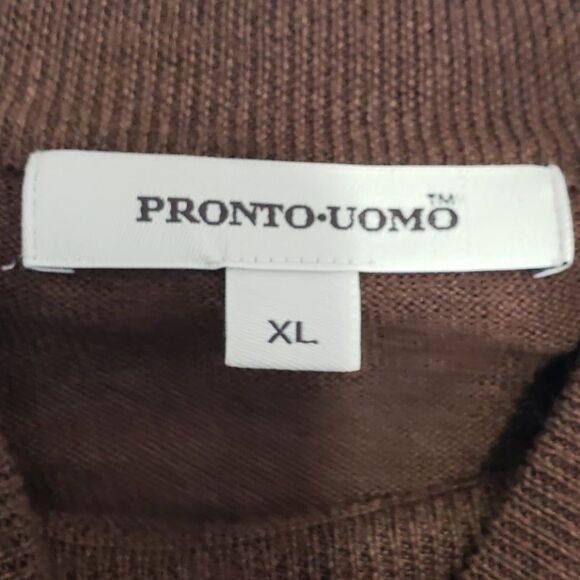 Pronto-Uomo Men's XL 100% Merino Extra Fine Wool Mock Neck Sweater - Picture 5 of 8